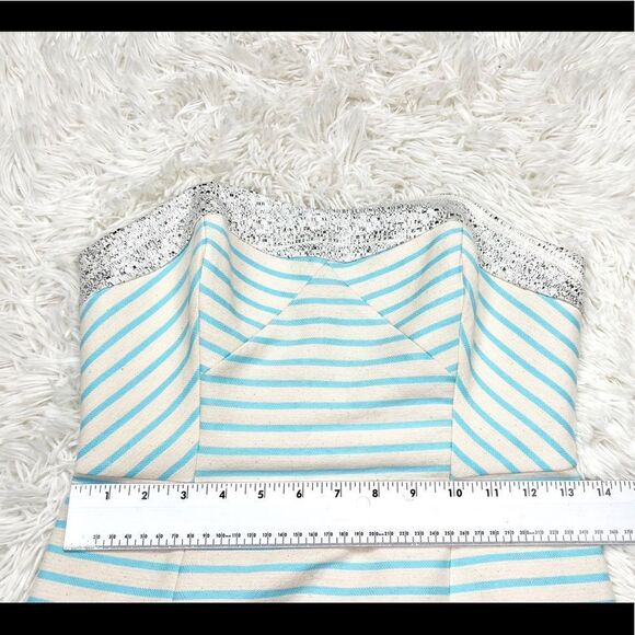 Lilly Pulitzer Remi Strapless Dress Blue Horizon Bay Stripe Silver Band Size 0 - Picture 6 of 10